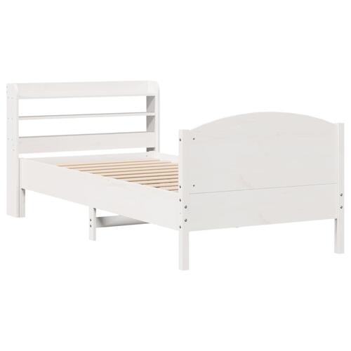 Sengeramme uden madras 75x190 cm massivt fyrretræ hvid