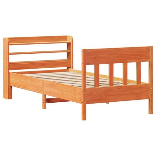 Sengeramme uden madras 75x190 cm massivt fyrretræ gyldenbrun