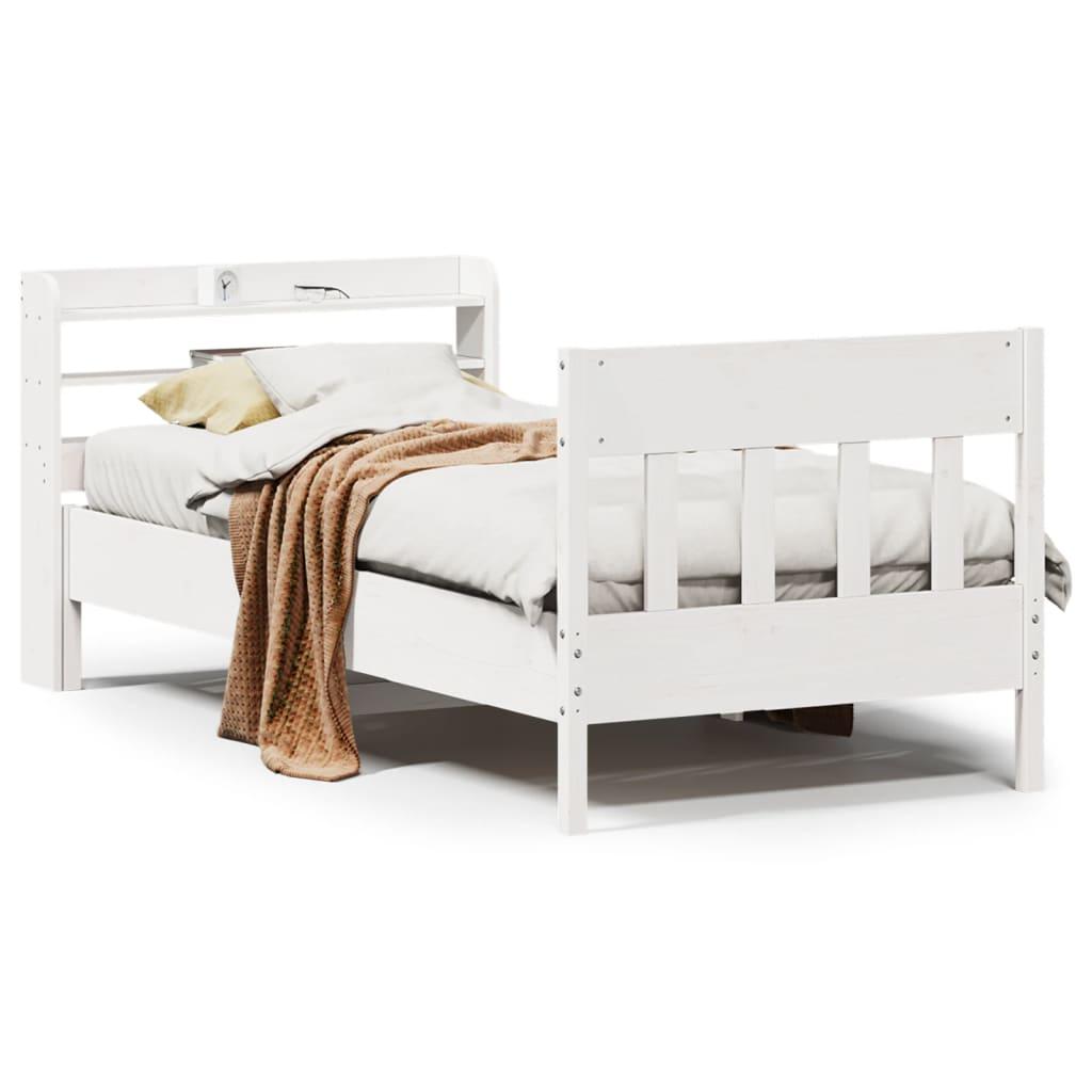 Sengeramme uden madras 100x200 cm massivt fyrretræ hvid