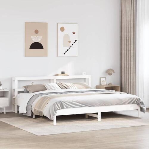 Sengeramme uden madras 180x200 cm massivt fyrretræ hvid