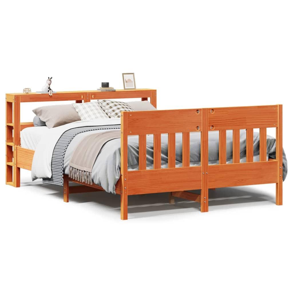 Sengeramme uden madras 160x200 cm massivt fyrretræ gyldenbrun