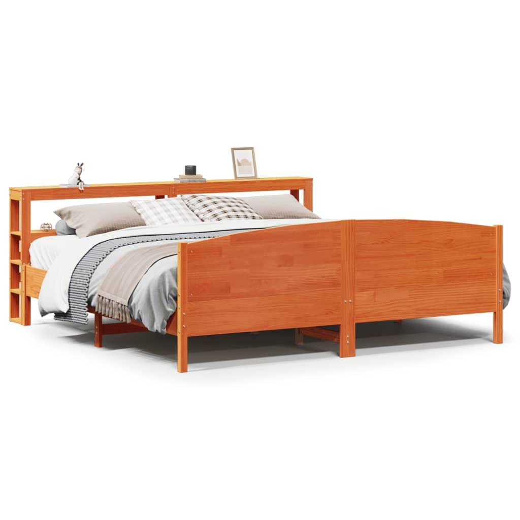 Sengeramme uden madras 200x200 cm massivt fyrretræ gyldenbrun