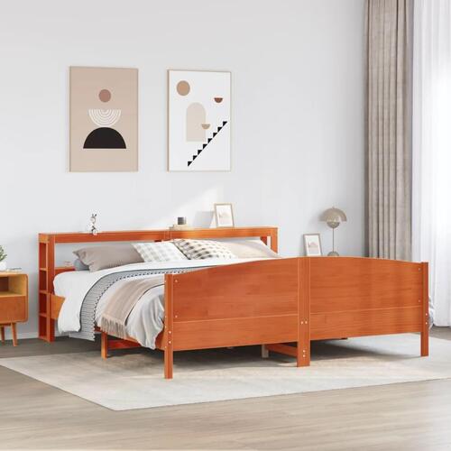 Sengeramme uden madras 200x200 cm massivt fyrretræ gyldenbrun