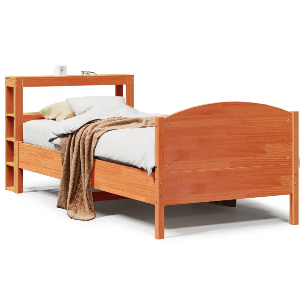 Sengeramme uden madras 90x190 cm massivt fyrretræ gyldenbrun