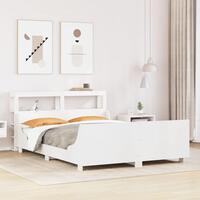 Sengeramme uden madras 135x190 cm massivt fyrretræ hvid