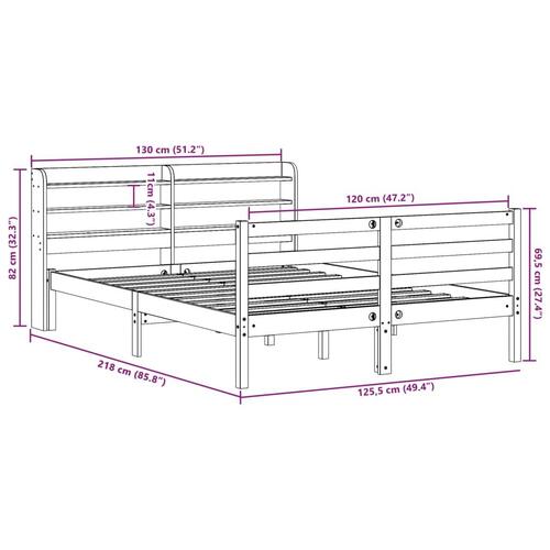 Sengeramme uden madras 120x200 cm massivt fyrretræ gyldenbrun