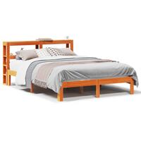 Sengeramme uden madras 140x190 cm massivt fyrretræ gyldenbrun
