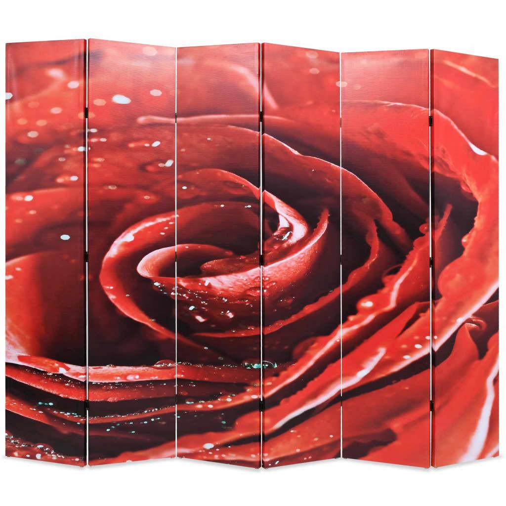 Foldbar rumdeler 228 x 170 cm rose rød