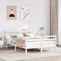 Sengeramme med sengegavl 150x200 cm massivt fyrretræ hvid