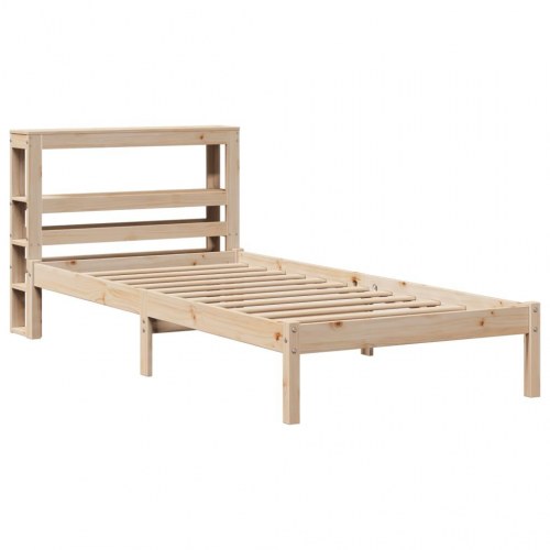 Sengeramme uden madras 90 x 190 cm i massivt fyrretræ med hovedgærde