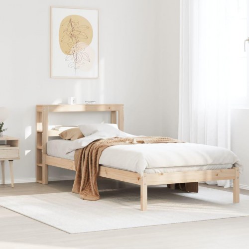 Sengeramme uden madras 90 x 190 cm i massivt fyrretræ med hovedgærde