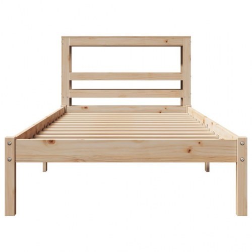 Sengeramme uden madras 90 x 190 cm i massivt fyrretræ med hovedgærde