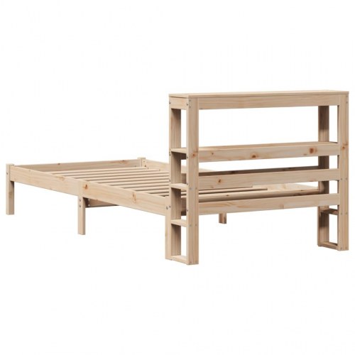 Sengeramme uden madras 90 x 190 cm i massivt fyrretræ med hovedgærde