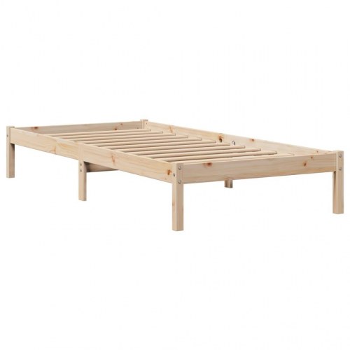 Sengeramme uden madras 90 x 190 cm i massivt fyrretræ med hovedgærde