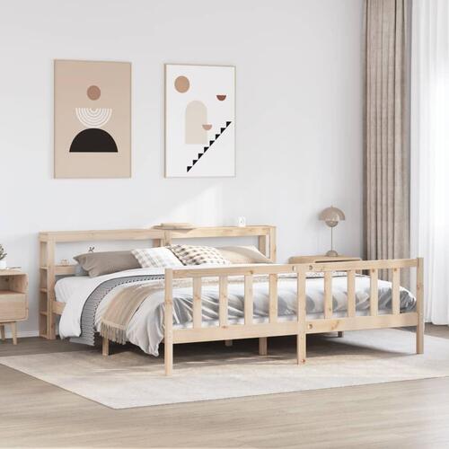 Sengeramme uden madras 200x200 cm massivt fyrretræ