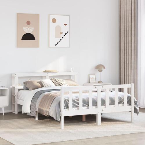 Sengeramme uden madras 140x200 cm massivt fyrretræ hvid