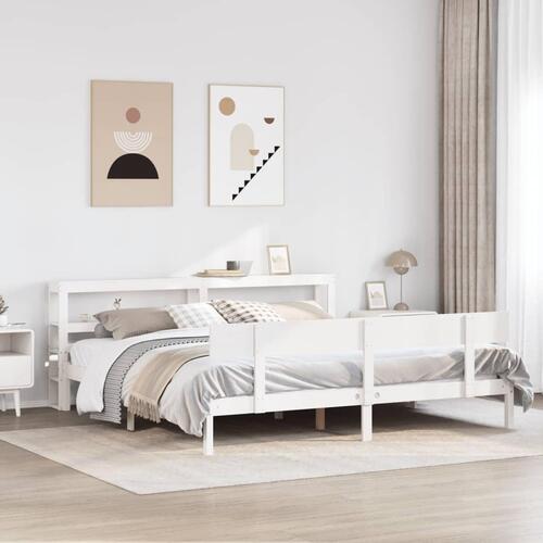 Sengeramme uden madras 180x200 cm massivt fyrretræ hvid