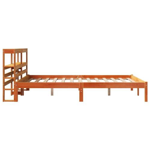 Sengeramme med sengegavl 150x200 cm massivt fyrretræ gyldenbrun