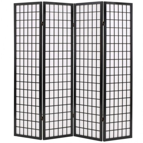 Foldbar 4-panels rumdeler japansk stil 160 x 170 cm sort