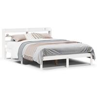 Sengeramme uden madras 140x190 cm massivt fyrretræ hvid
