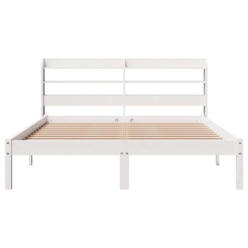 Sengeramme uden madras 140x190 cm massivt fyrretræ hvid