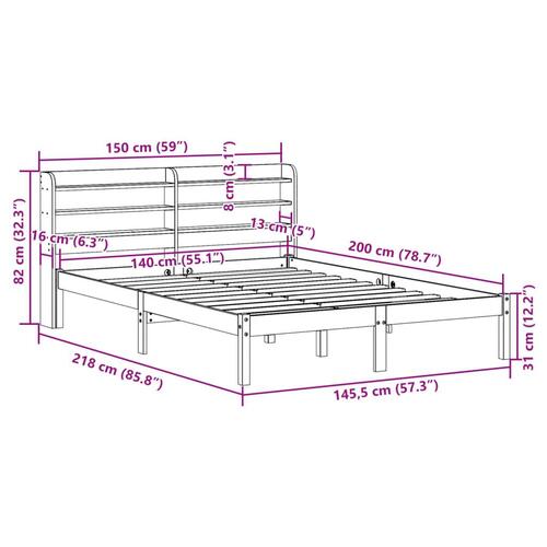 Sengeramme uden madras 140x200 cm massivt fyrretræ