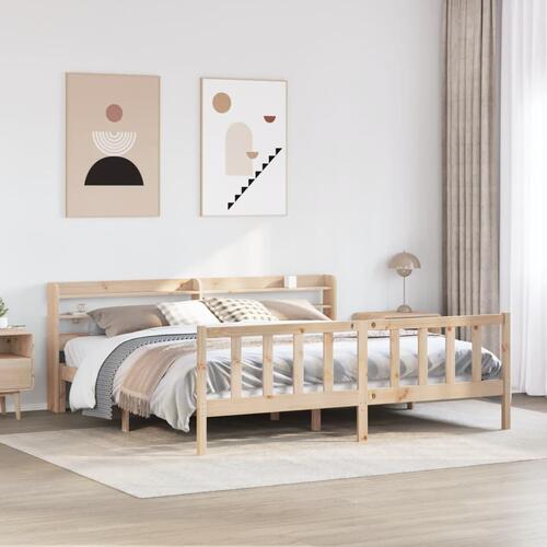 Sengeramme uden madras 200x200 cm massivt fyrretræ