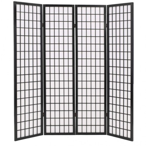 Foldbar 4-panels rumdeler japansk stil 160 x 170 cm sort