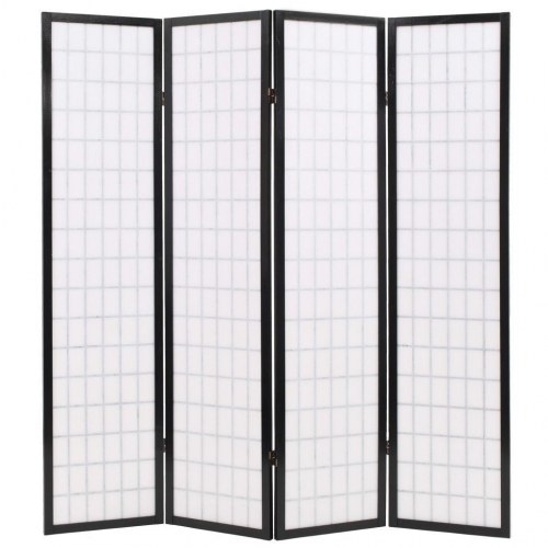 Foldbar 4-panels rumdeler japansk stil 160 x 170 cm sort