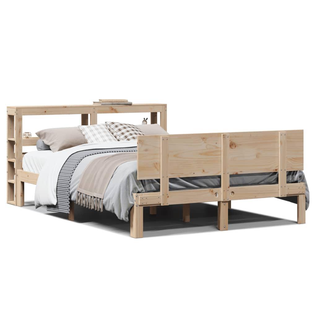 Sengeramme med sengegavl 120x200 cm massivt fyrretræ hvid