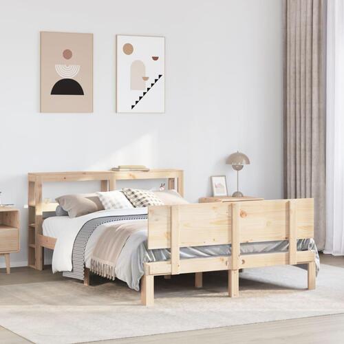 Sengeramme med sengegavl 120x200 cm massivt fyrretræ hvid