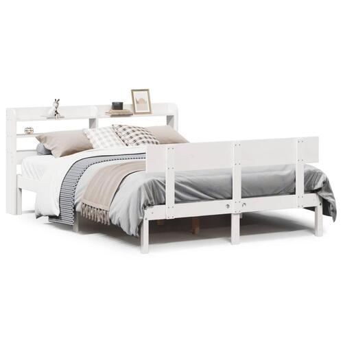 Sengeramme uden madras 120x200 cm massivt fyrretræ hvid