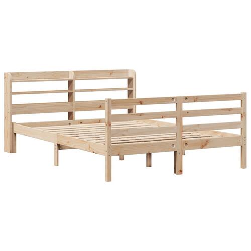 Sengeramme med sengegavl 140x200 cm massivt fyrretræ hvid