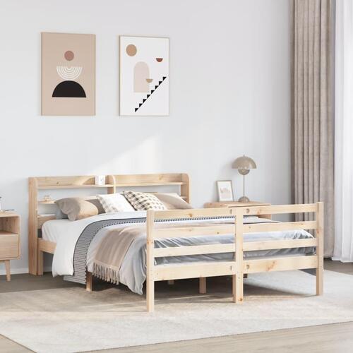 Sengeramme med sengegavl 140x200 cm massivt fyrretræ hvid