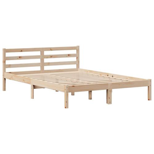 Sengeramme med sengegavl 140x200 cm massivt fyrretræ hvid