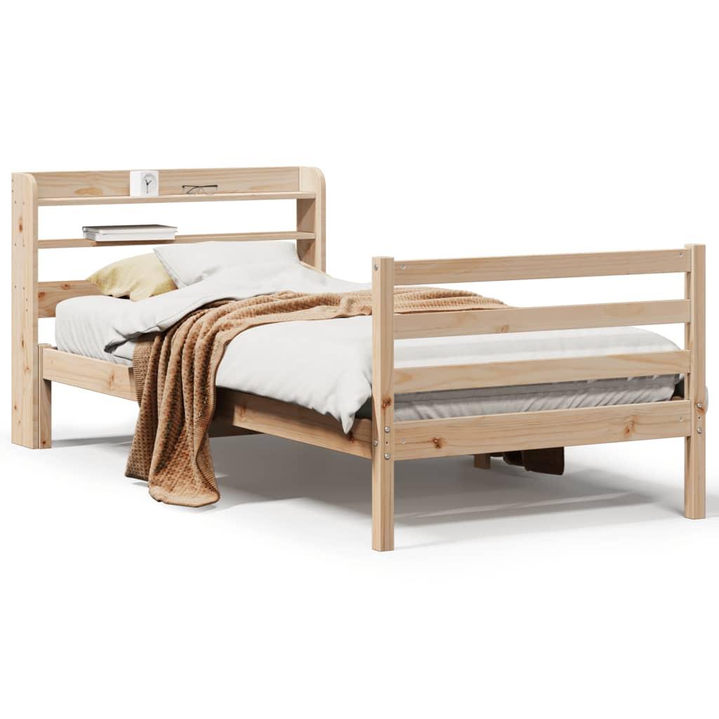 Sengeramme med sengegavl 90x200 cm massivt fyrretræ