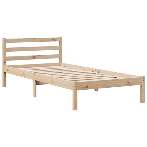 Sengeramme med sengegavl 90x200 cm massivt fyrretræ