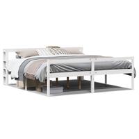 Seniorseng med sengegavl 180x200 cm massivt fyrretræ hvid