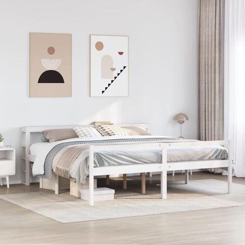 Seniorseng med sengegavl 180x200 cm massivt fyrretræ hvid