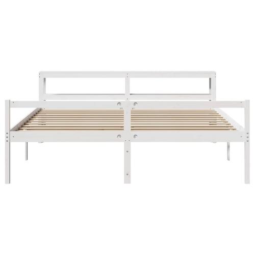 Seniorseng med sengegavl 180x200 cm massivt fyrretræ hvid
