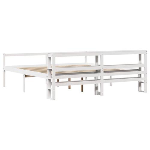 Seniorseng med sengegavl 180x200 cm massivt fyrretræ hvid