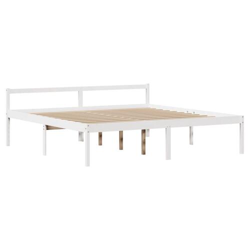 Seniorseng med sengegavl 180x200 cm massivt fyrretræ hvid