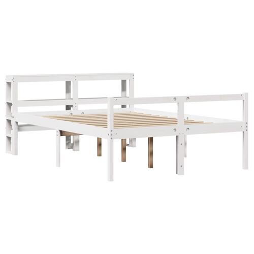 Seniorseng med sengegavl 160x200 cm massivt fyrretræ hvid