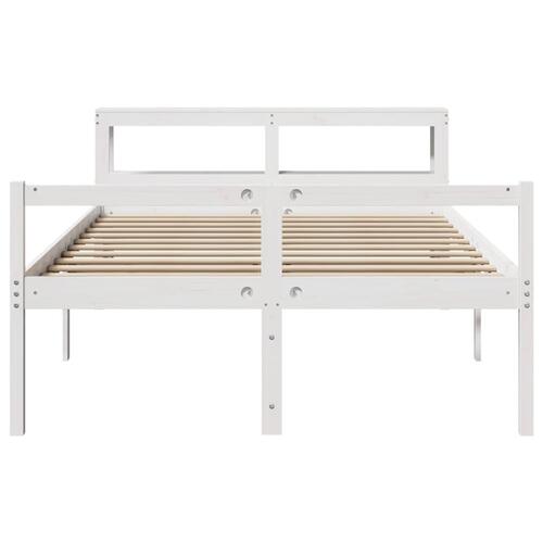 Seniorseng med sengegavl 160x200 cm massivt fyrretræ hvid