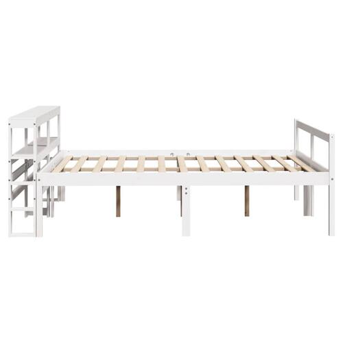 Seniorseng med sengegavl 160x200 cm massivt fyrretræ hvid