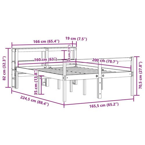 Seniorseng med sengegavl 160x200 cm massivt fyrretræ hvid