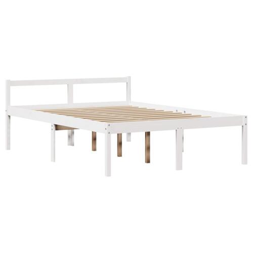 Seniorseng med sengegavl 140x200 cm massivt fyrretræ hvid
