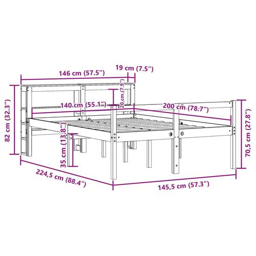 Seniorseng med sengegavl 140x200 cm massivt fyrretræ hvid