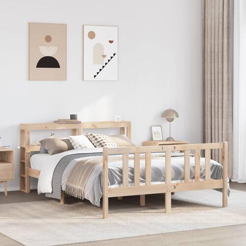 Sengeramme med sengegavl 140x190 cm massivt fyrretræ