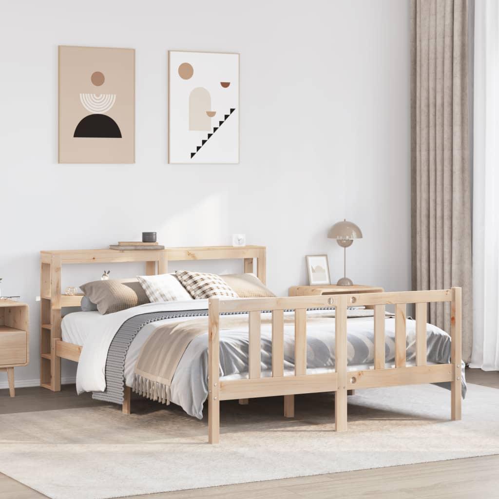 Sengeramme med sengegavl 140x190 cm massivt fyrretræ